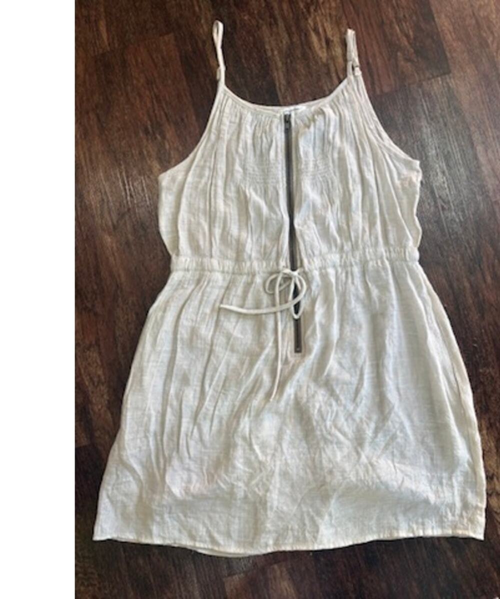 Mystree Women's Oatmeal Rayon Blend Sleeveless Zip Dress Size Large EUC